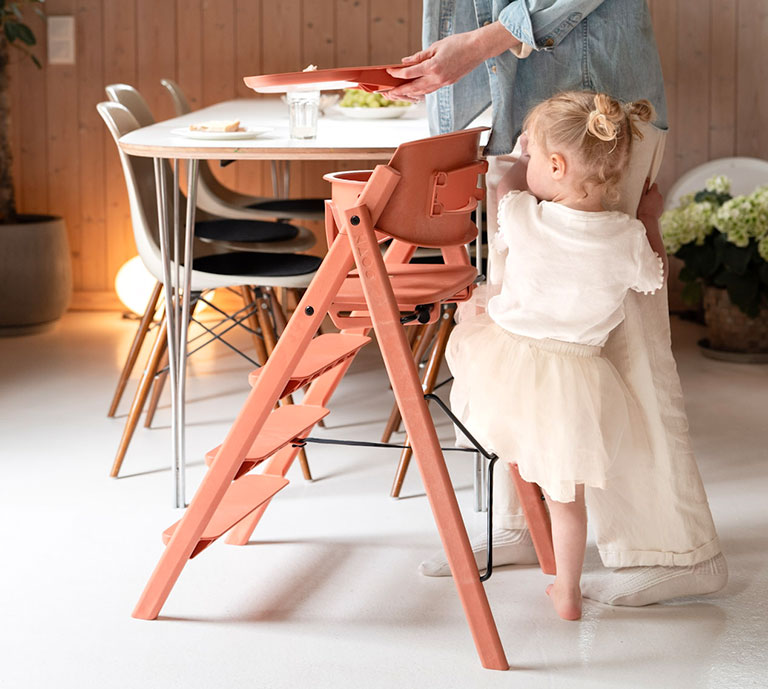 A child, a high chair and a parent