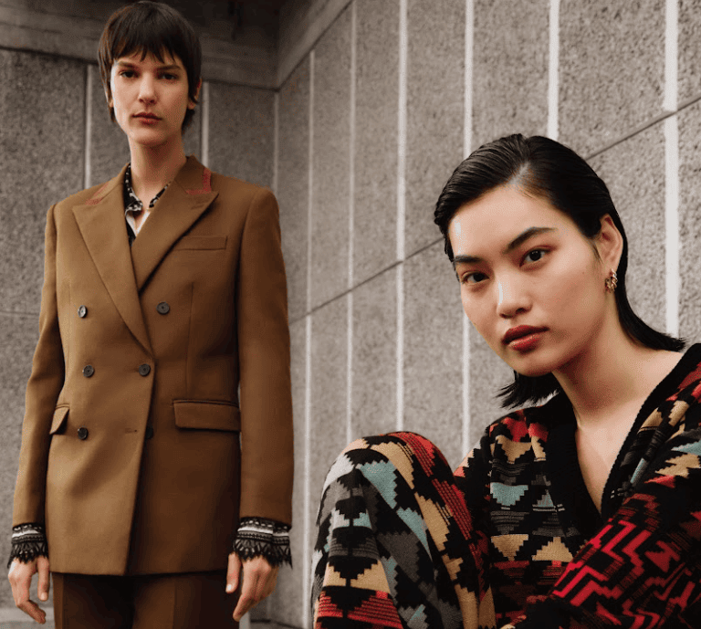 image of two fashion models with shop now button