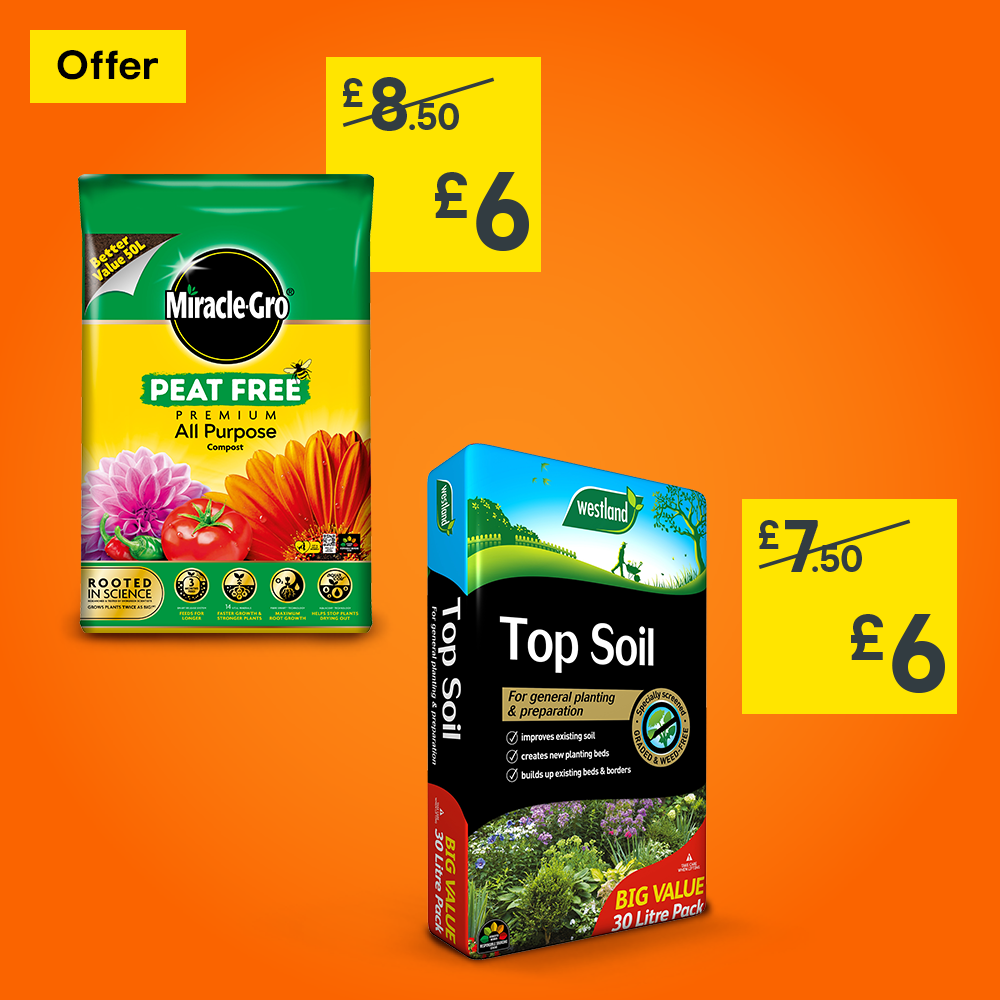 Miracle gro compost was 8.50, now 6. Westland top soil was 7.50, now 6. 