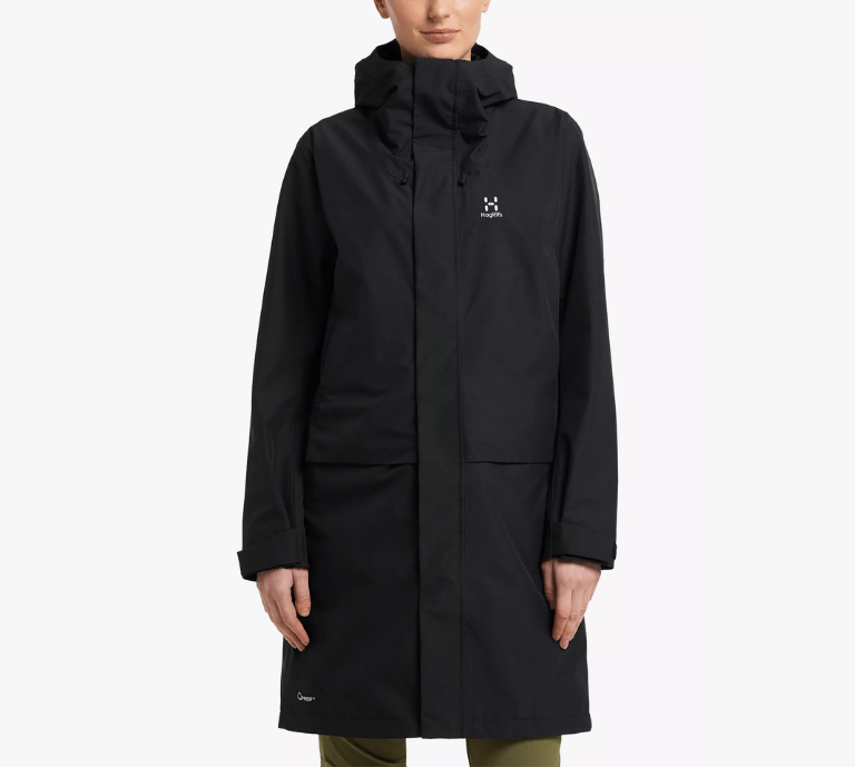 This is a banner showing the Haglöfs Aria Women's Long Waterproof Hooded Parka Jacket