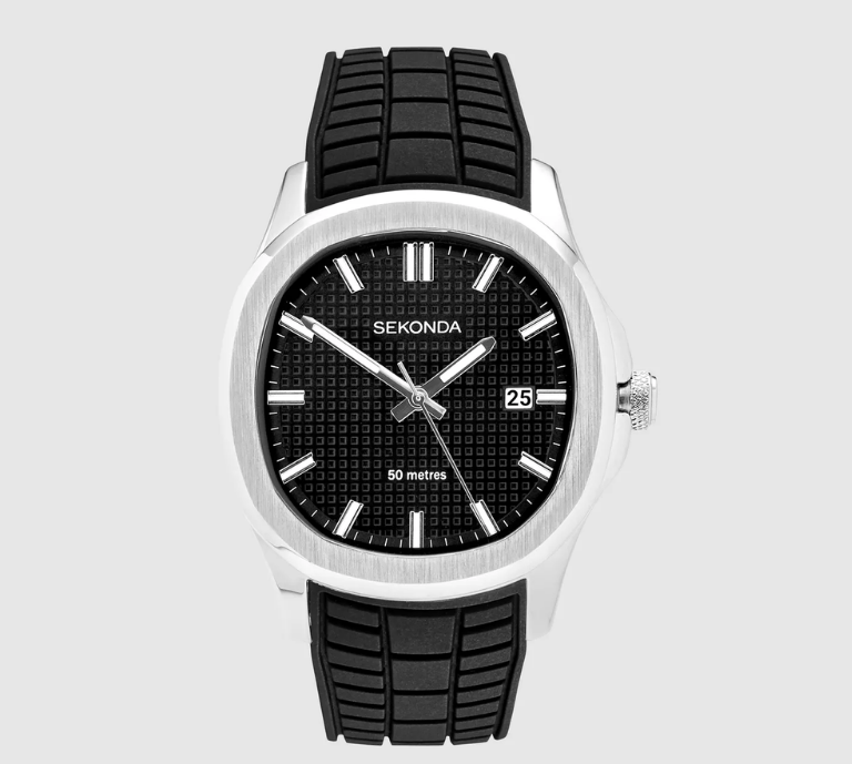 This banner shows the Sekonda 30274.28 Men's Octaire Silicone Strap Watch, Silver