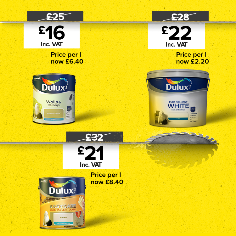 Prices cut on selected Dulux paint. Shop now.