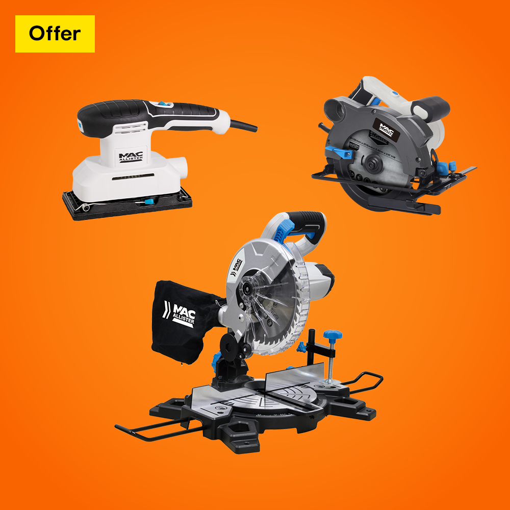 Offer. Includes Mac Allister sander, circular saw and mitre saw.