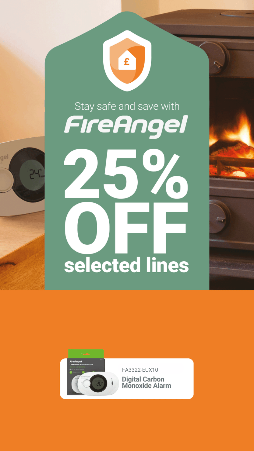 Sponsored FireAngel Banner X advert. Stay safe and save 25% off selected FireAngel alarms. Shop now.