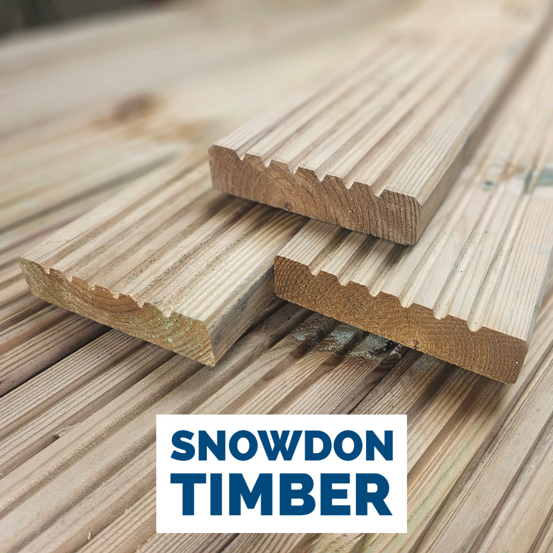 Sponsored Banner X advertisement - Transform your outdoors today with Snowdon Timber. Image of timber decking and outside of a house. Shop now button