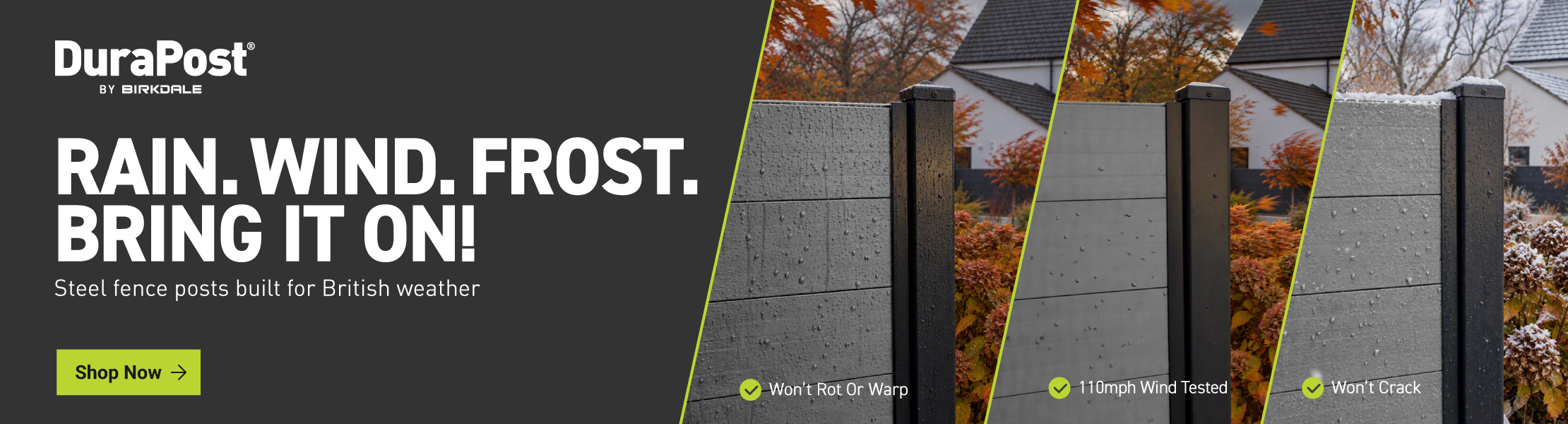 DuraPost fencing with click to buy on Wickes