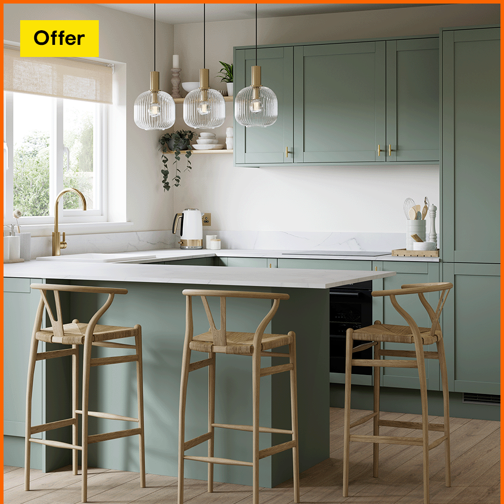 Up to 40% off kitchen cabinets and doors. Plus an extra 10% off Ashmead and Elcot kitchen door ranges. Spend thresholds apply. Terms and conditions apply. Find out more.