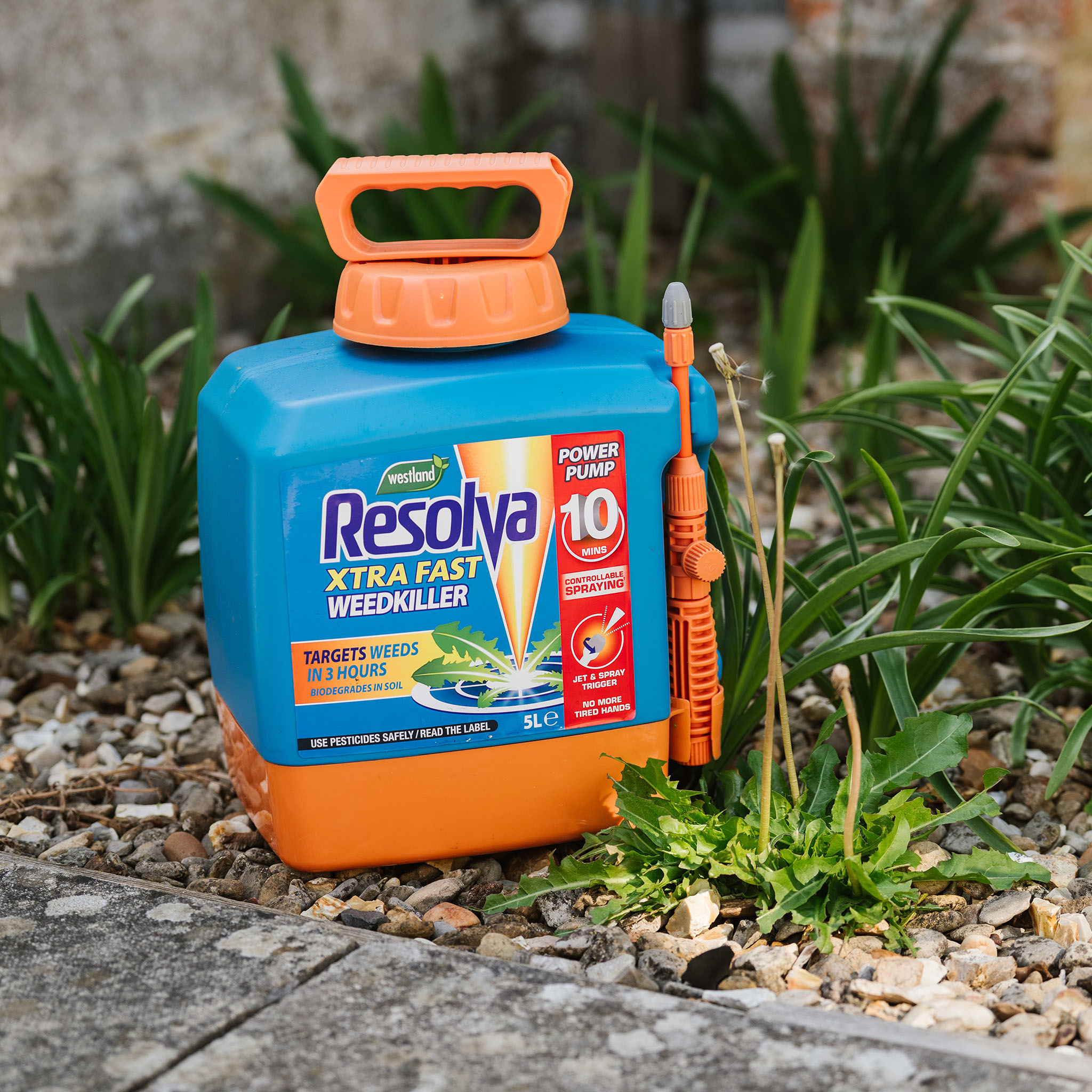 resolva xtra fast weedkiller being used to spray weeds