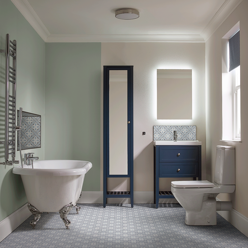 Shop up to 40% off selected bathroom lines. Includes GoodHome Perma Tall Satin Blue Single Freestanding Bathroom Cabinet. Terms & conditions apply, see the *Promotional terms & conditions.
