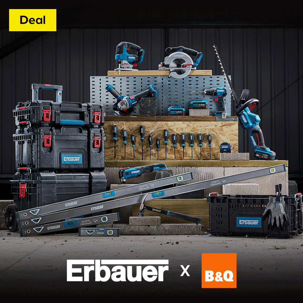 15% off all Erbauer pro quality tools, workwear & storage. Erbauer by B&Q. Terms & conditions apply, see the *Terms & conditions at the end of the page. Shop now