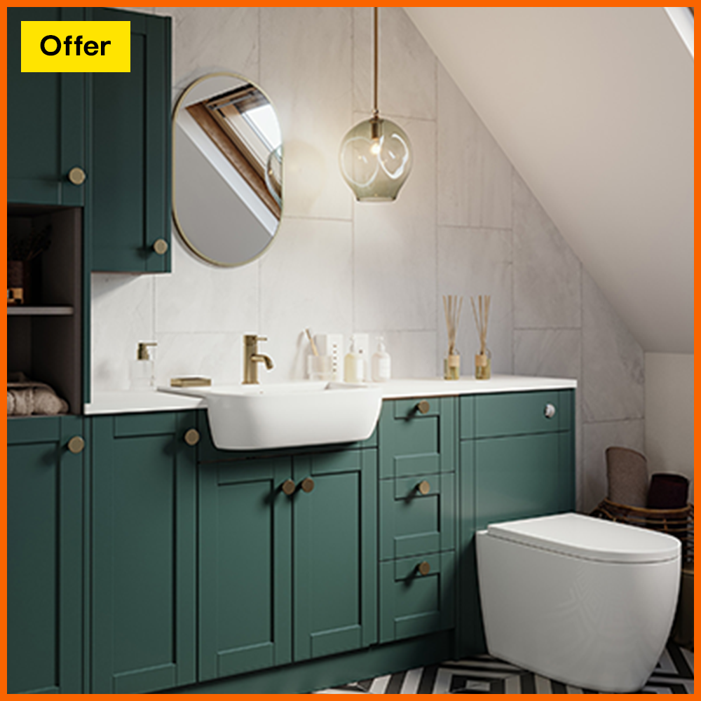 Up to 20% off bathrooms* Spend thresholds apply. Terms and conditions apply. 