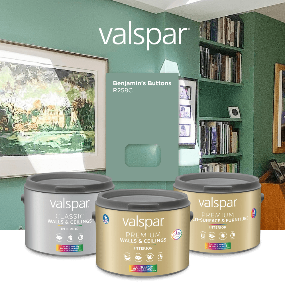 Sponsored banner for Valspar colour tinting. Shop now button