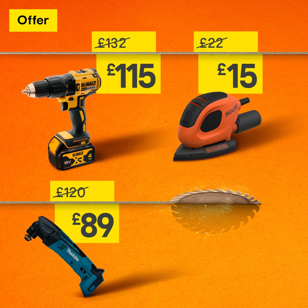 includes DeWalt drill was 132, now 115. Makita multi tool was 120, now 89 and evolution circular saw, was 65, now 50. 