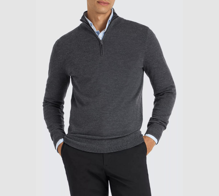 This banner shows Spoke Merino Half Zip Slim Fit Jumper