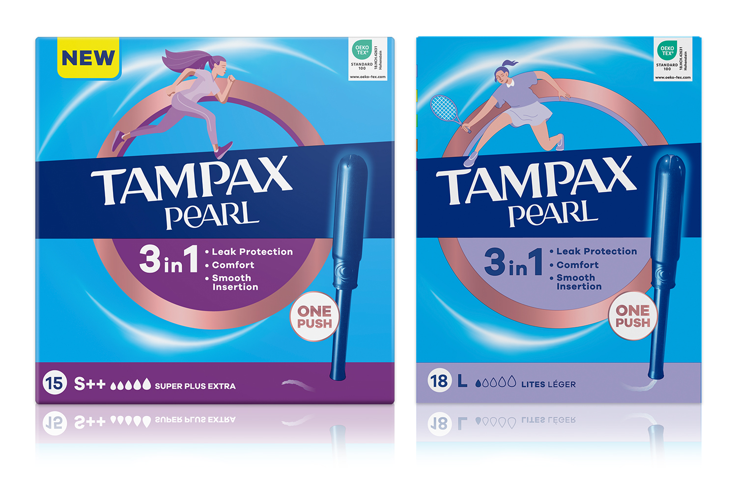 Banner advertisment for 2x Pearl NPD SKUs - click through to show all Pearl SKUs through 'Shop Now'. Tampax Saved My Periodcare Routine