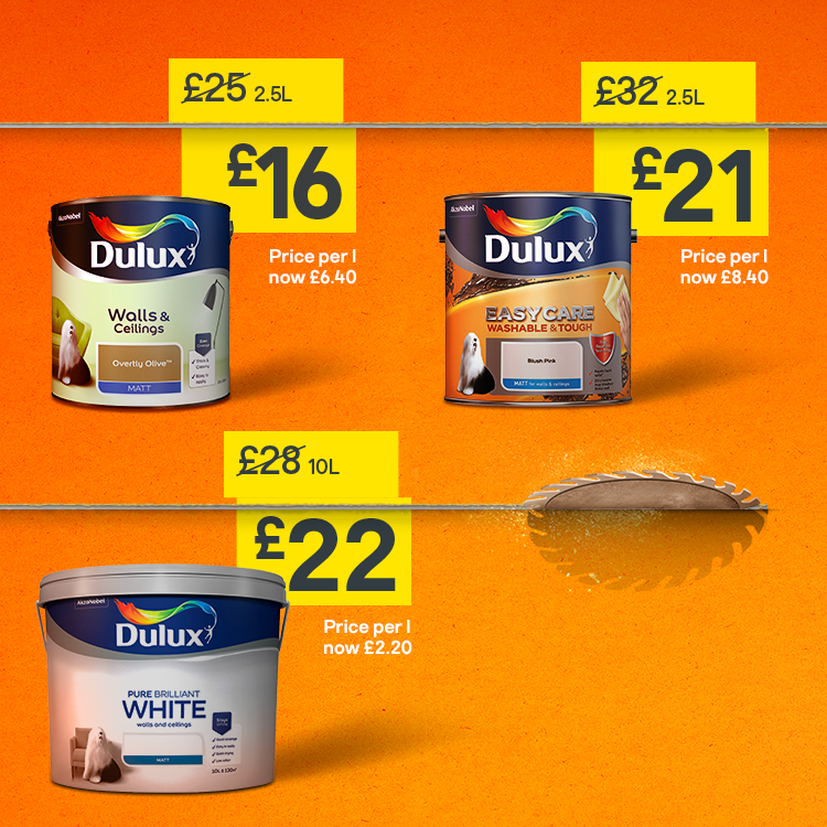 Prices cut on Dulux paint. Selected lines only. Shop now.