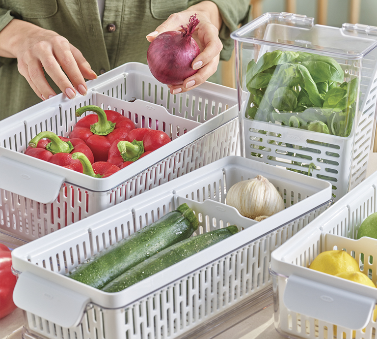 Banner Advertisement for OXO Produce saver with a product image and shop now button