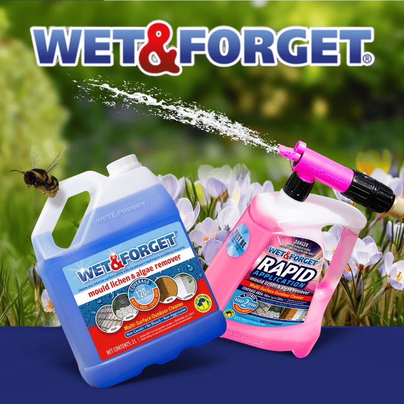 Sponsored - Banner X Advert for Wet & Forget. Get your exterior surfaces ready for spring with Wet & Forget mould, lichen and algae removers. Shop now button
