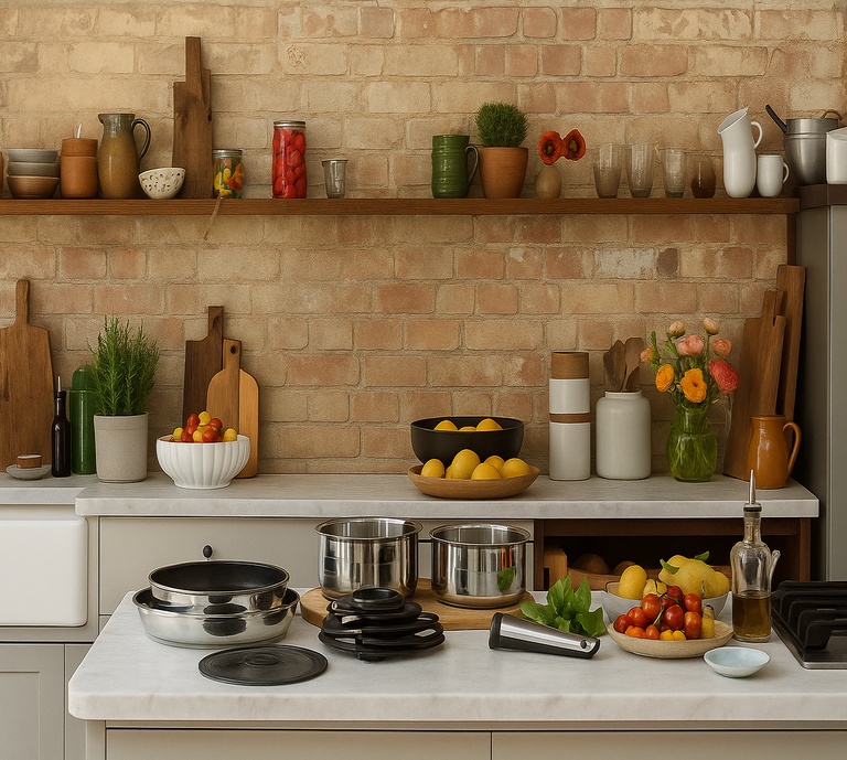 Save 50% cupboard space when stacked with Tefal Ingenio removable handle cookware set. Price Matched