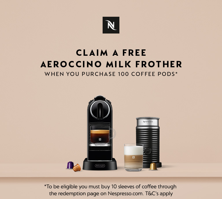 Claim a free Aeroccino milk frother