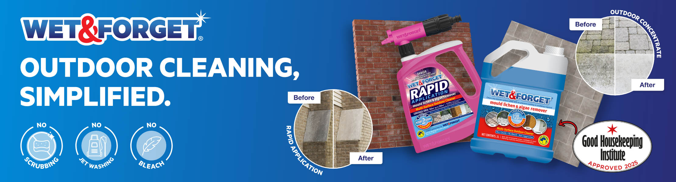 Banner ad for Wet & Forget patio cleaner