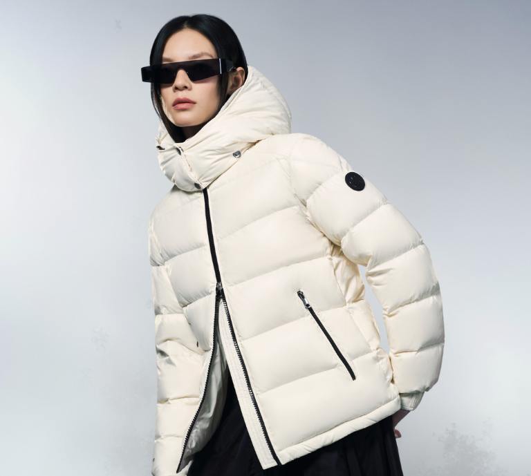 womens and mens with  pufferstyle down jacket