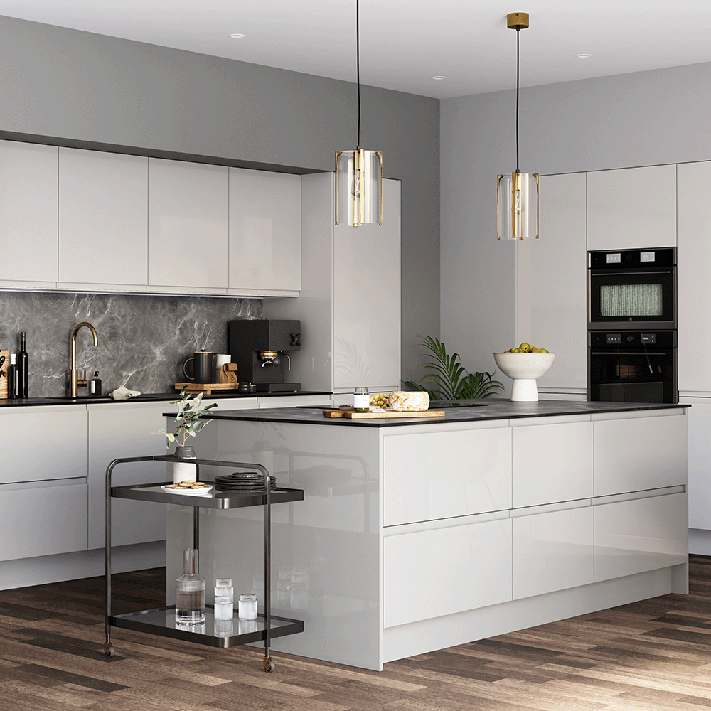 Shop up to 40% off selected kitchen doors. Includes GoodHome Garcinia light grey gloss cabinet doors. Terms & conditions apply, see the *Promotional terms & conditions at the end of the page.
