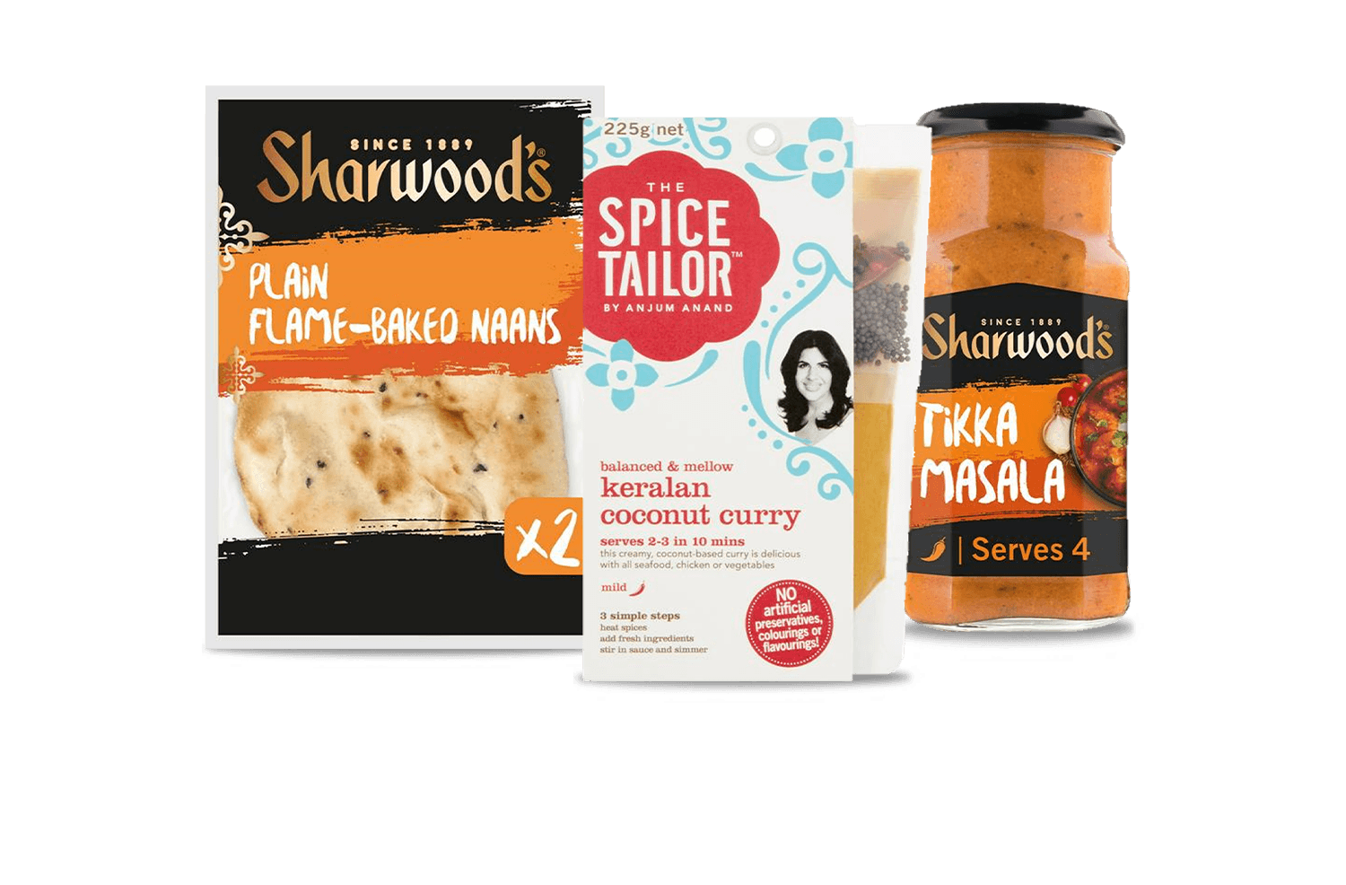 Image of curry sauces and Naans