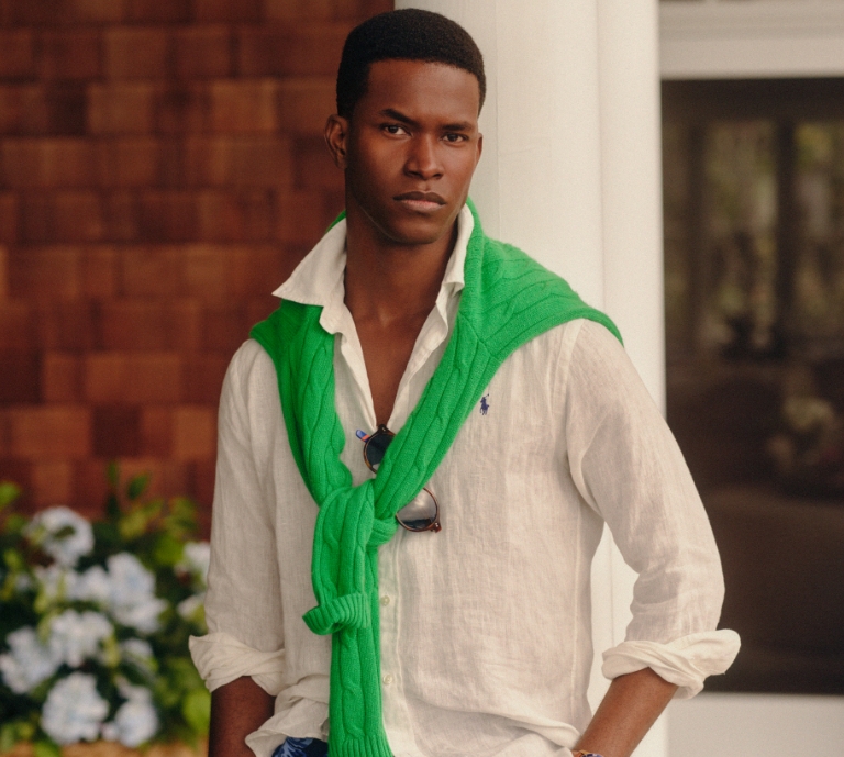 Man wearing ralph lauren shirt