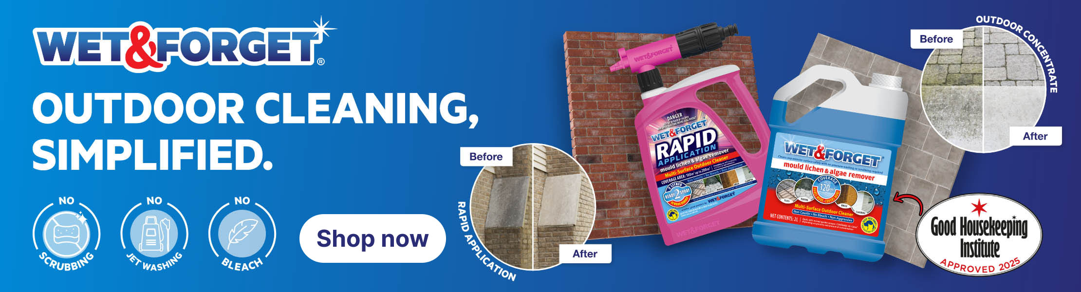 Banner ad for Wet & Forget patio cleaner
