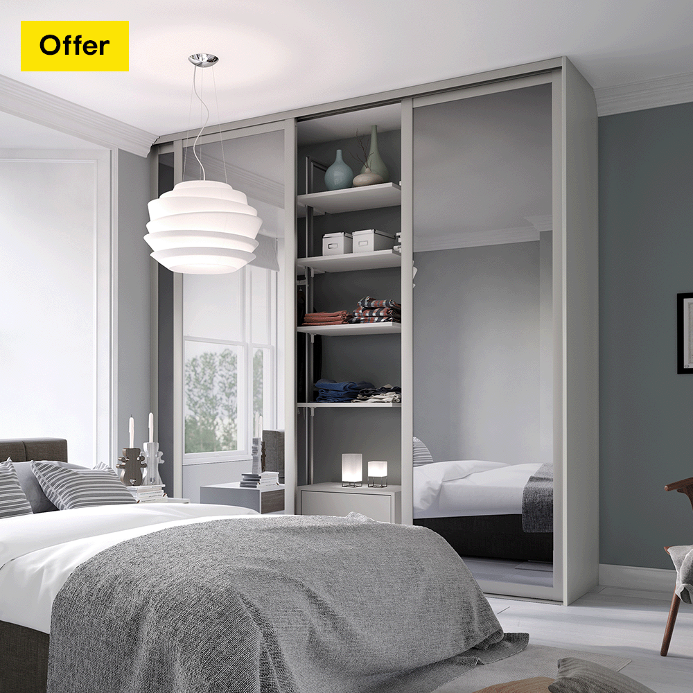Save 15% on selected sliding wardrobe doors and Atomia wardrobes when you spend £500. Only on products sold & shipped by B&Q. Follow the link below to find out more.