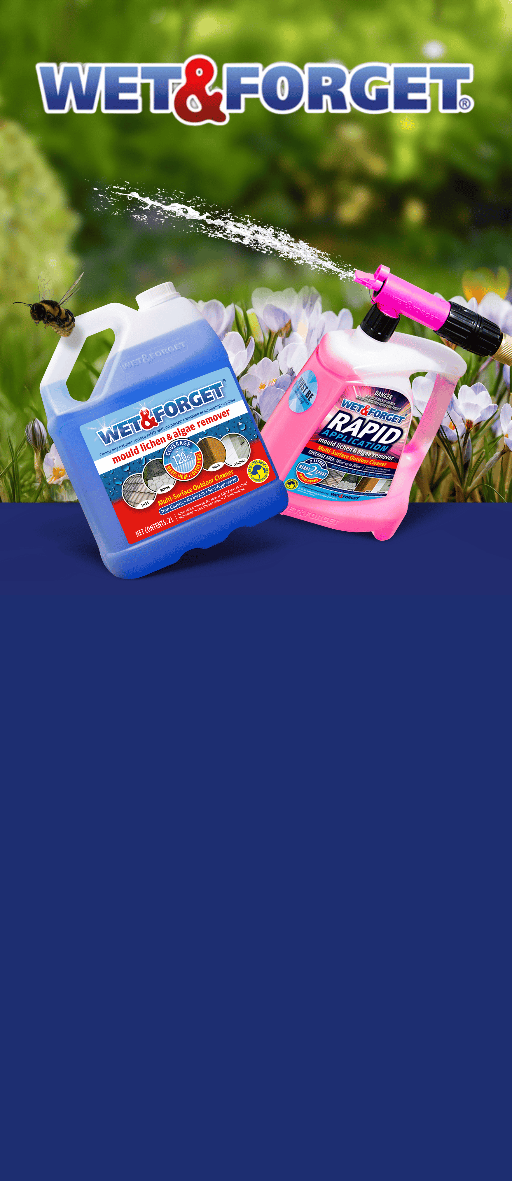 Sponsored - Banner X Advert for Wet & Forget. Get your exterior surfaces ready for spring with Wet & Forget mould, lichen and algae removers. Shop now button