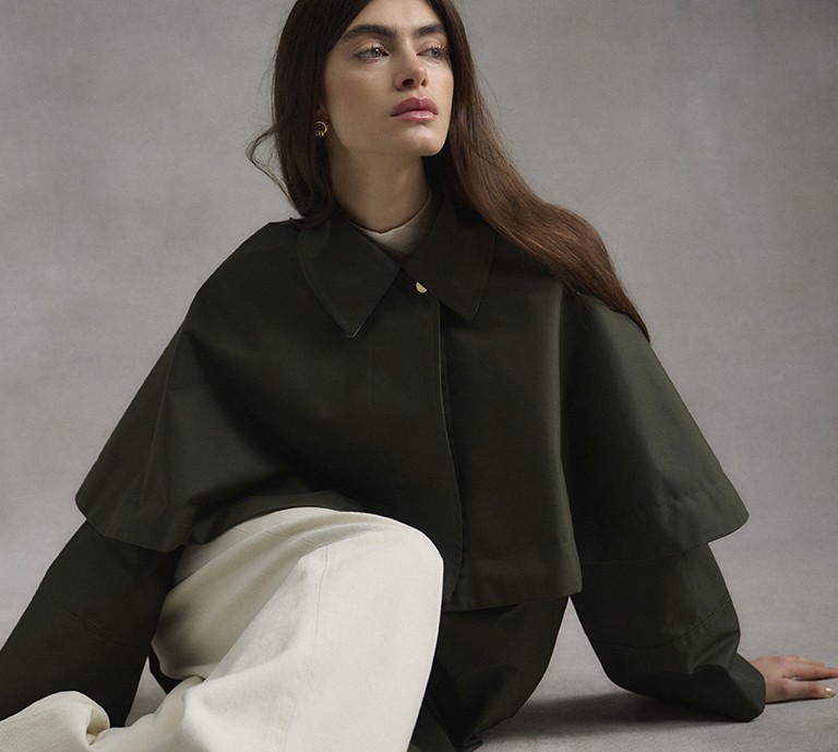 Image of woman wearing Barbour jacket 