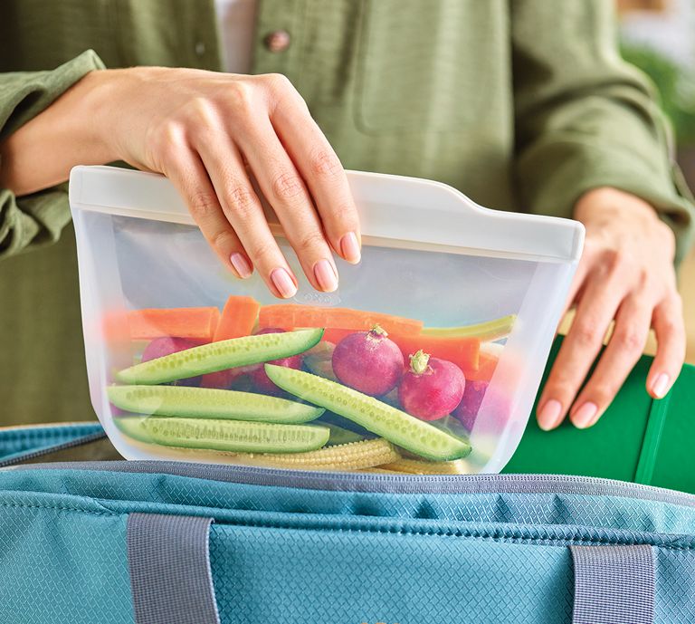 banner advertisement for OXO silicone bags with a product image and shop now button